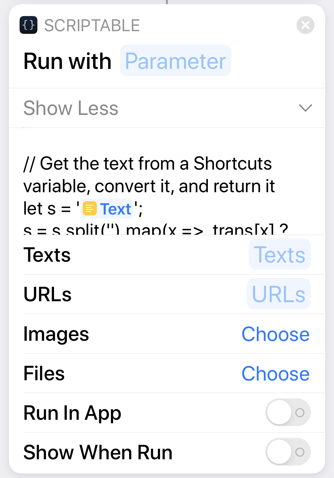 Embedding JavaScript In Shortcuts With Scriptable - All This